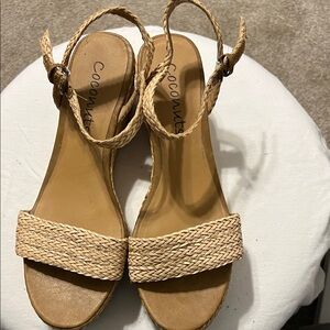 Coconuts by Matisse Braided Strap Wedge Sandals in Natural Tan